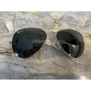 Ray-Ban RB3025 L0205 58-14 3N Large Aviator Polarized Black Gold W/Ray-Ban Case